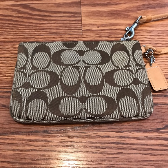 Coach Signature Jacquard Wristlet - Tan / Brown - Picture 3 of 16